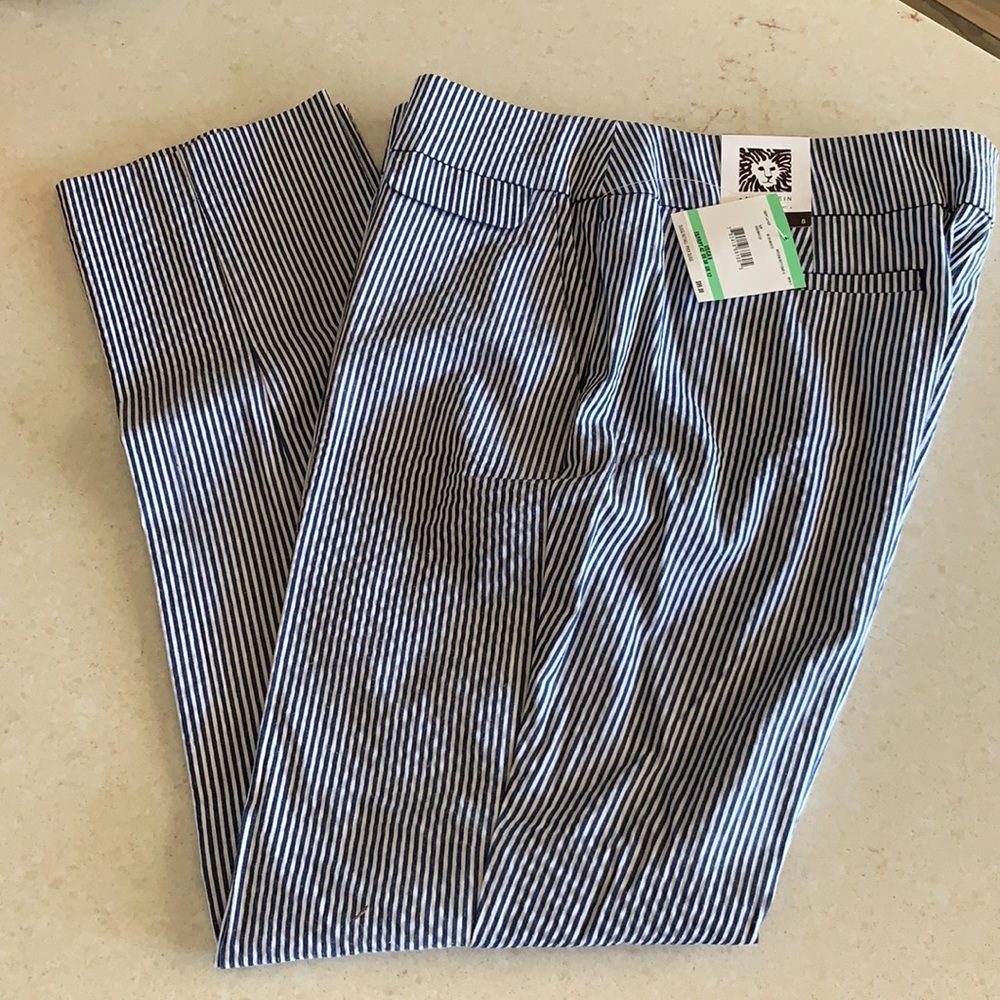 NWT Anne Klein Ankle Length Blue Striped Pants